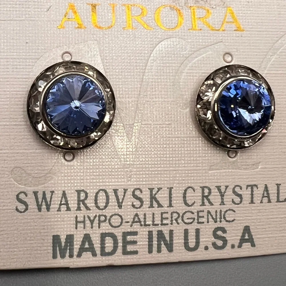 Swarovski Hypo-Allergenic Silver and Blue Earrings
